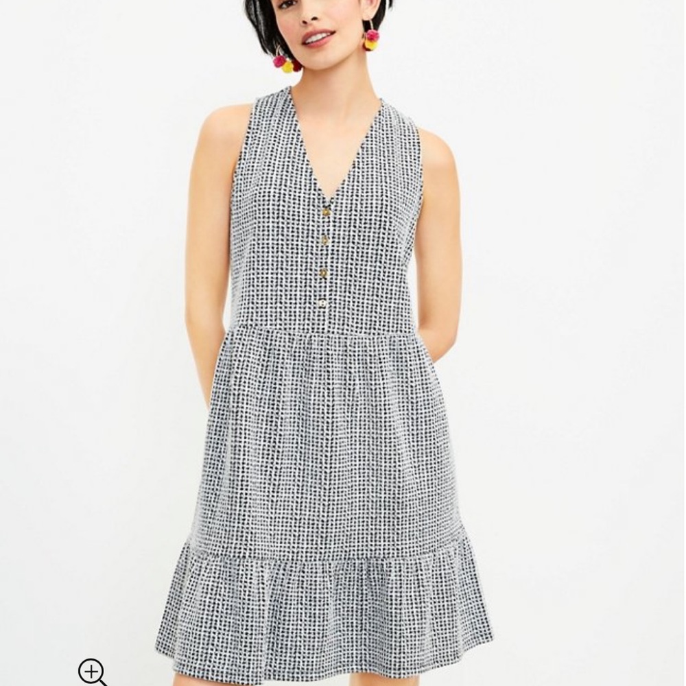 Loft black and white printed dress